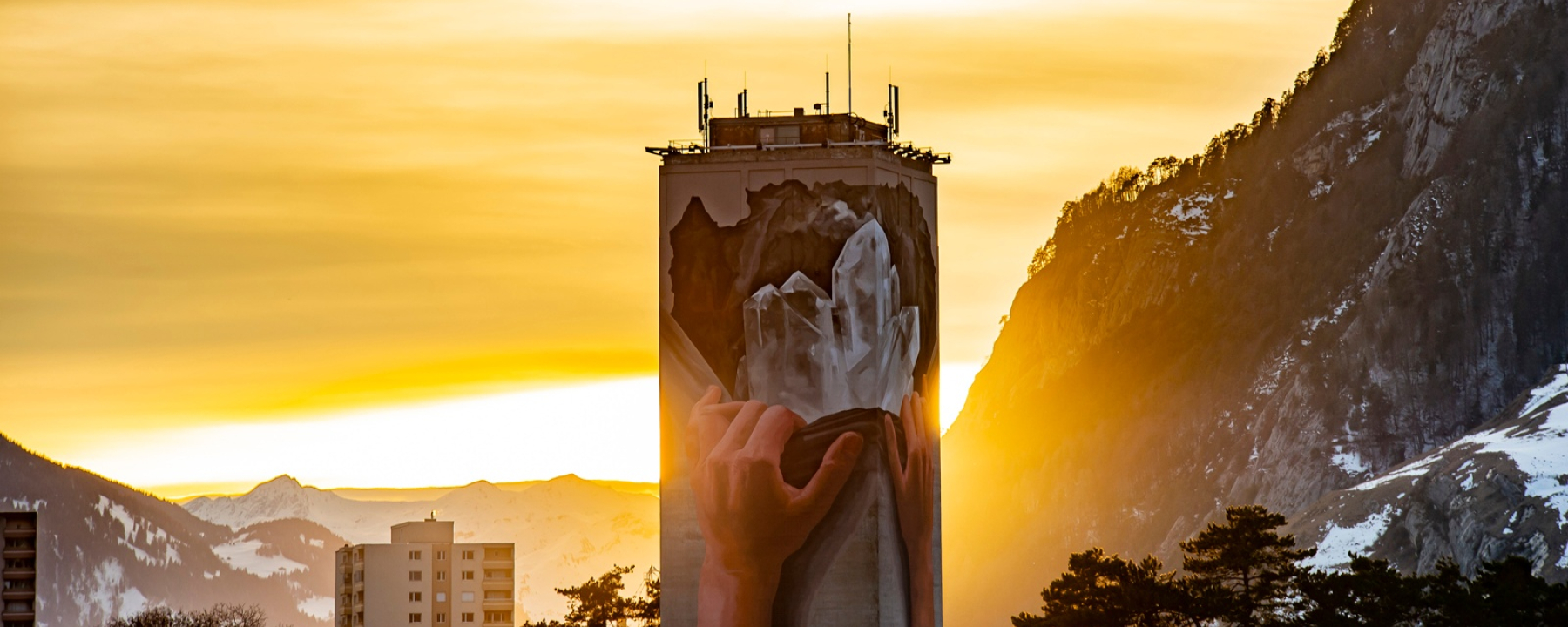 Mühleturm mit dem grössten Wandgemälde der Schweiz
