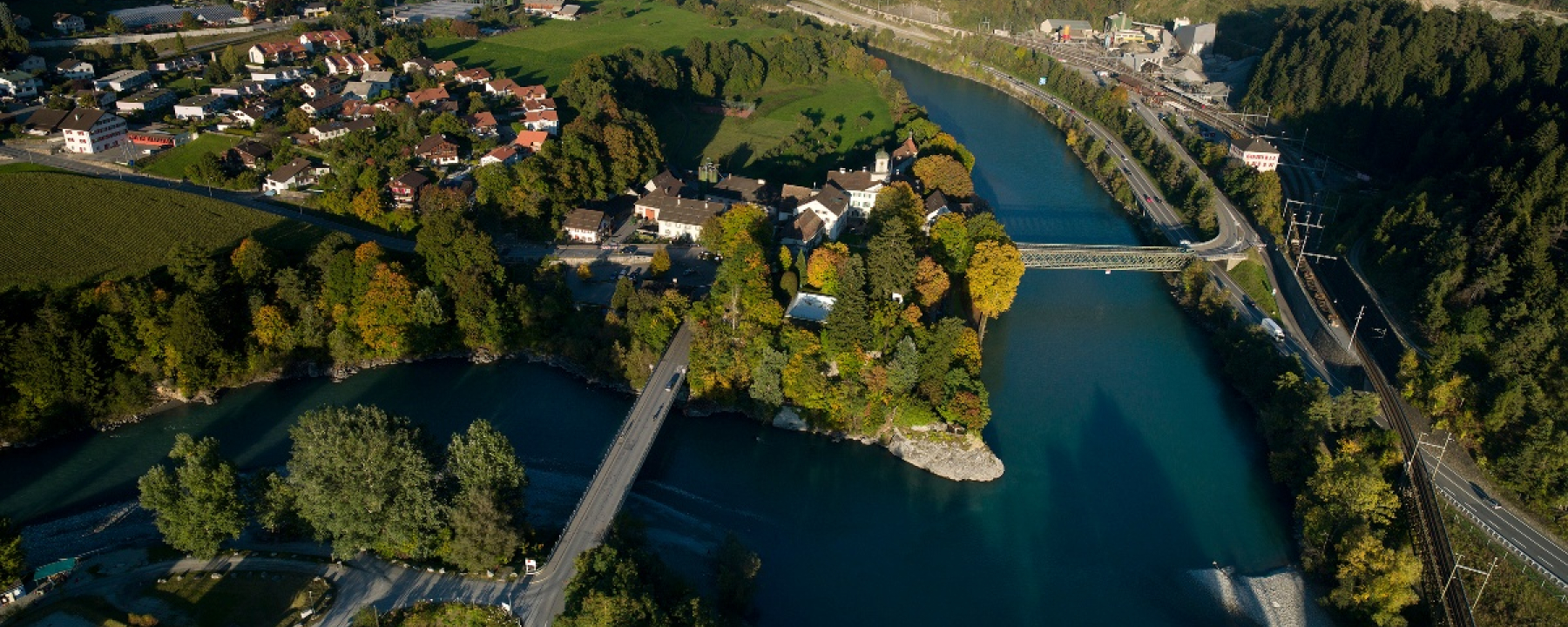 Reichenau - Zusammenfluss von Vorderrhein und Hinterrhein