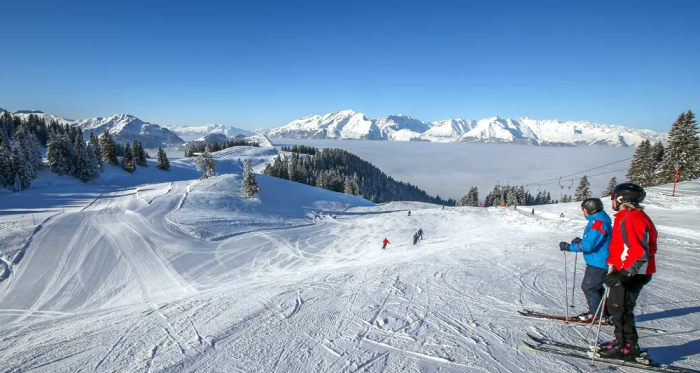 Skipiste Grüsch Danusa mit Blick auf Nebelmeer