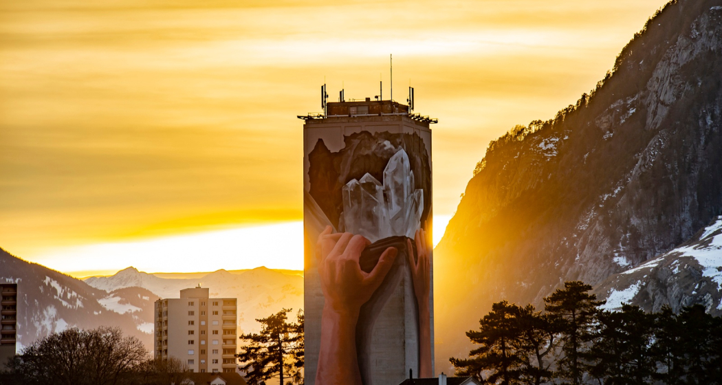 Mühleturm mit dem grössten Wandgemälde der Schweiz Mühleturm mit dem grössten Wandgemälde der Schweiz