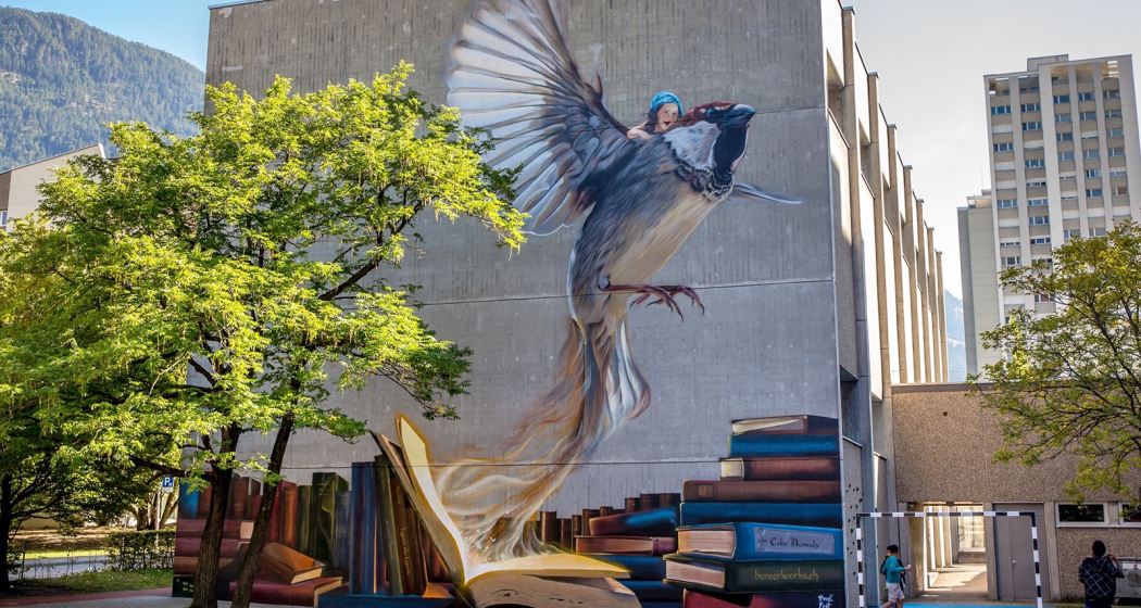 Schulhaus Lachen - Graffiti «I have a dream» bei Tageslicht Schulhaus Lachen - Graffiti «I have a dream» bei Tageslicht