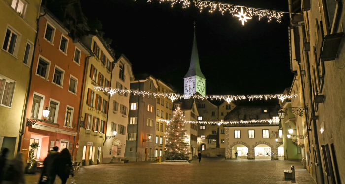 Churer Advent Abendstimmung Arcasplatz