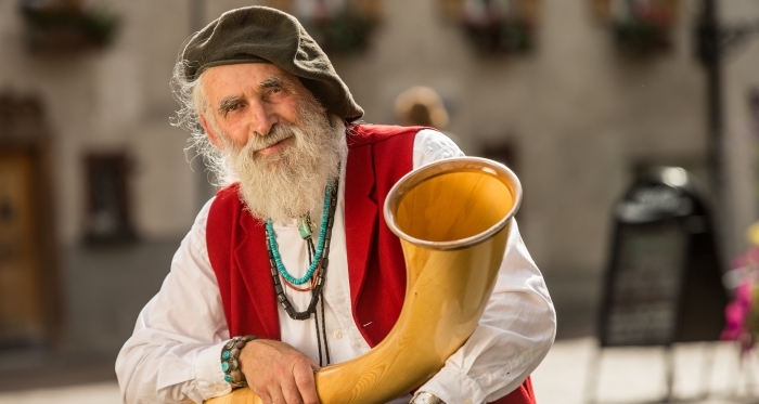 Werner Erb mit Alphorn