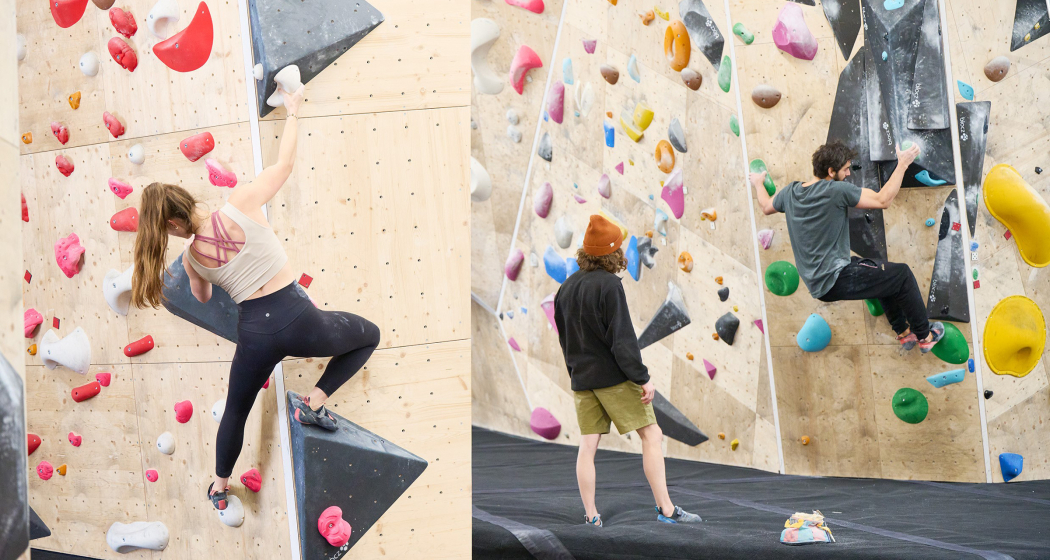 Quadrel: Die Boulderhalle für jedes Niveau Verschiedene Personen, die in der Boulderhalle Quadrel am Bouldern sind