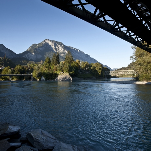 Rhein Zusammenfluss bei Reichenau-Tamins