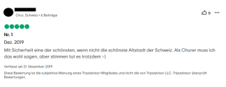Bewertung für die Churer Altstadt auf Tripadvisor.