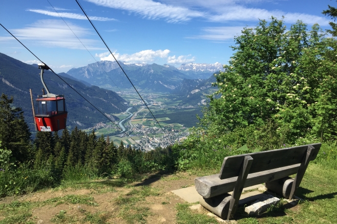 Aussicht vom Känzeli mit Gondelbahn, Sommer
