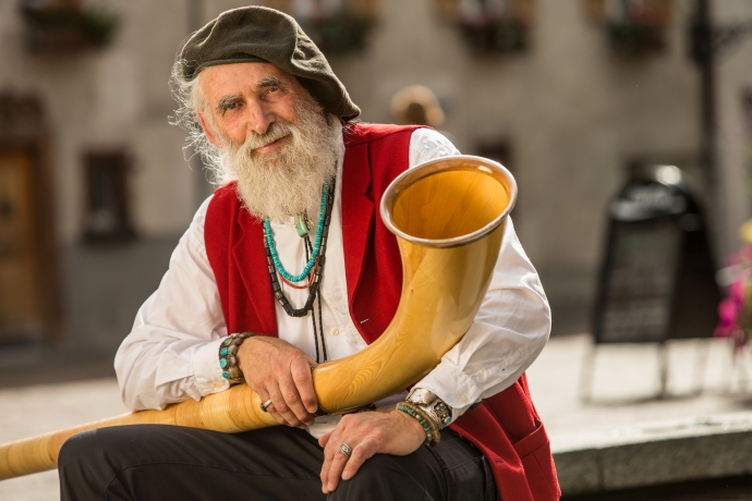 Werner Erb mit Alphorn
