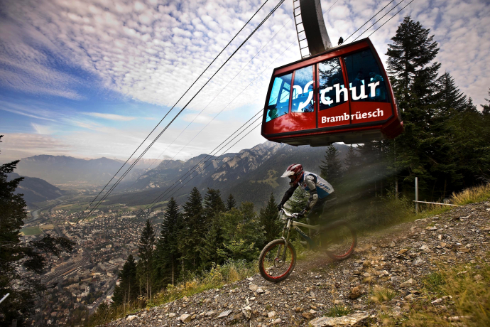 Mountainbike Freerider mir Brambrüesch Gondelbahn