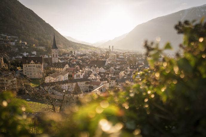 Panorama Stadt Chur Frühling