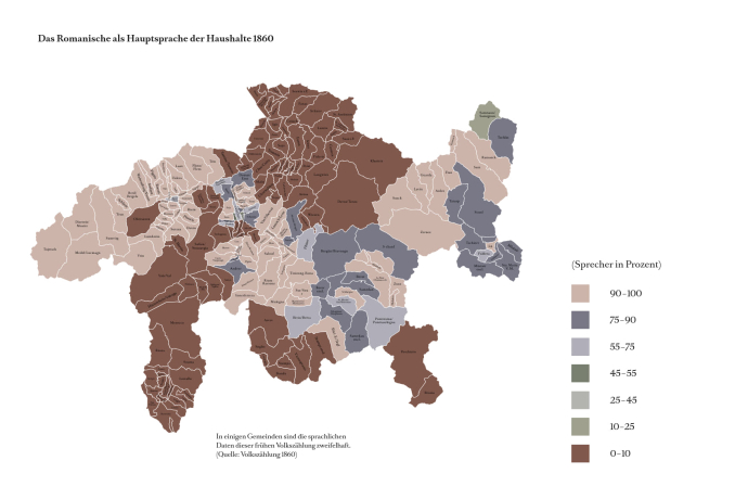 Karte Romanisch als Hauptsprache