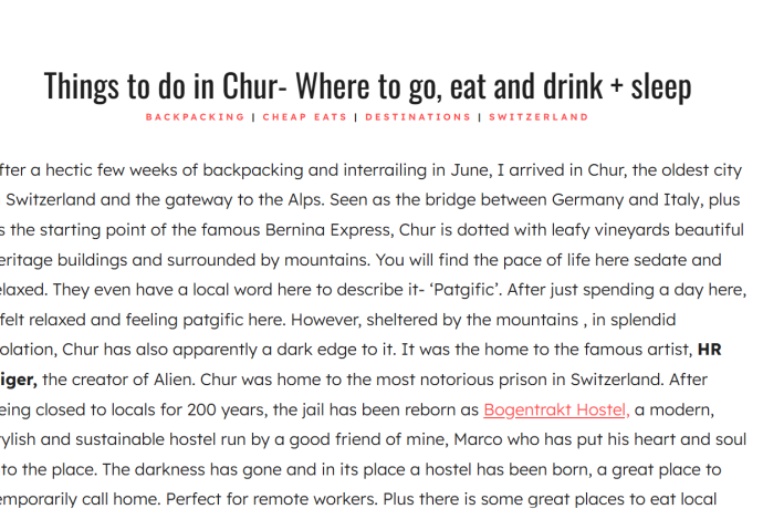 Budget Traveller Things to do in Chur